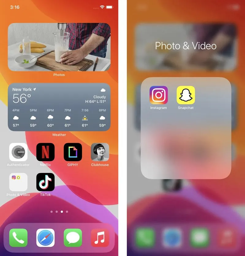 ساخت پوشه در iOS 14