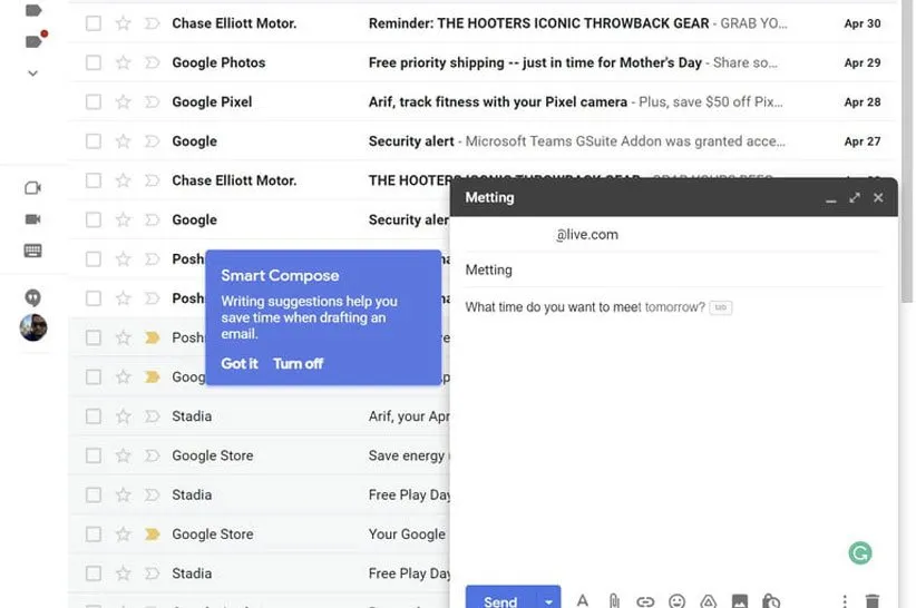 تکمیل هوشمند محتوای ایمیل