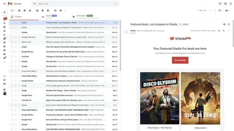 دو قسمت کردن جیمیل‌