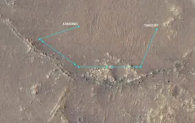 مسیر طی شده توسط بالگرد نبوغ در دهمین پرواز