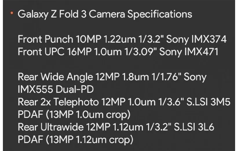 مشخصات دوربین گلکسی زد فولد 3