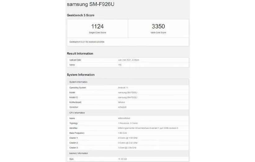 گلکسی زد فولد 3 گیک‌بنچ