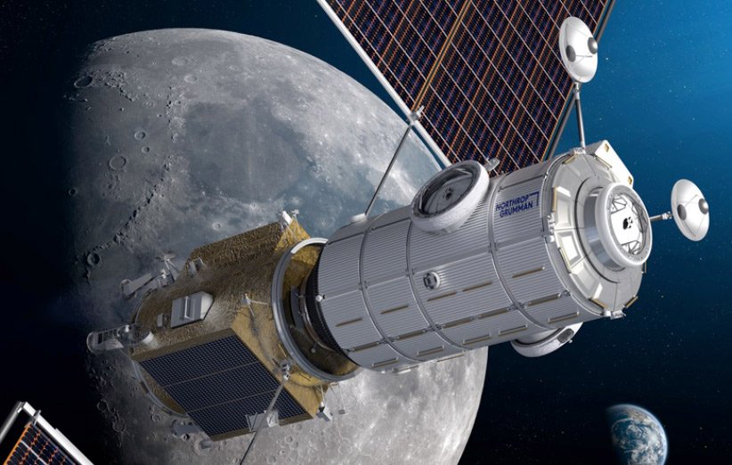 طرحی گرافیکی از ماژول هالو به عنوان نخستین سکونتگاه ایستگاه فضایی گیت‌وی در مدار ماه