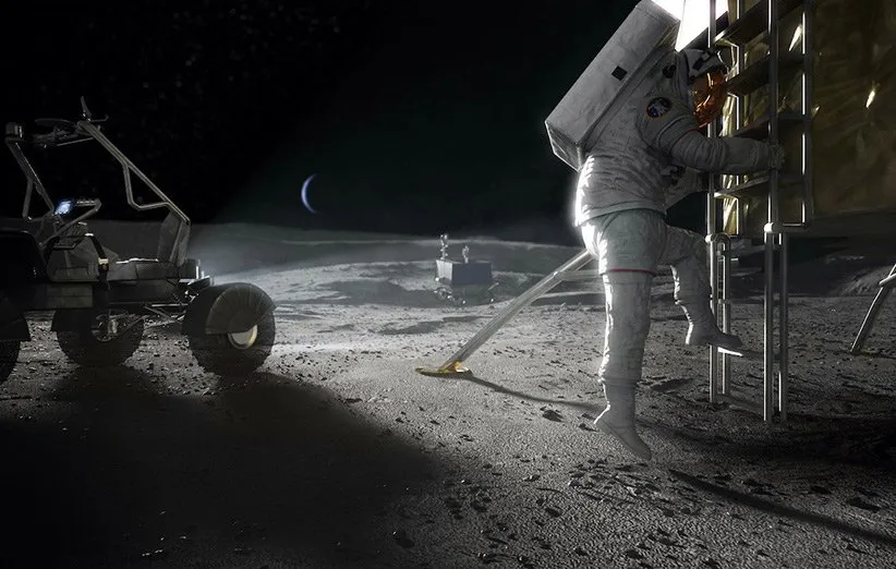 طرحی گرافیکی از برنامه‌ی آرتمیس ناسا در ماه