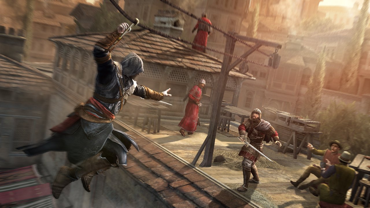 اسکرین‌شات از بازی assassins creed revelations با حضور اتزیو شخصیت معروف سری بازی‌های اساسینز کرید