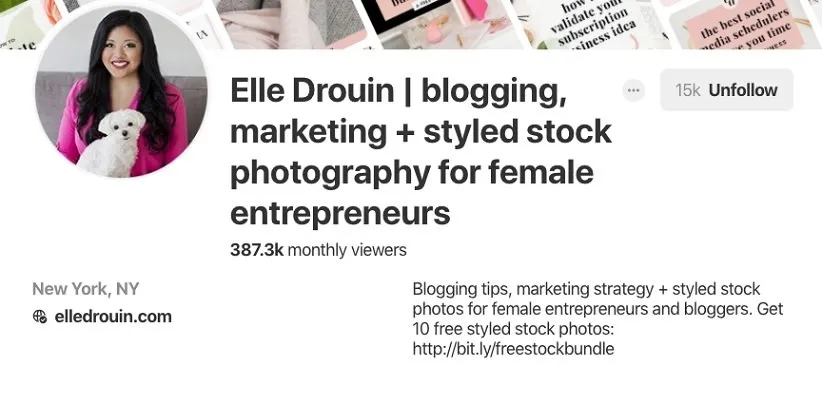 نوشتن بیو برای پینترست