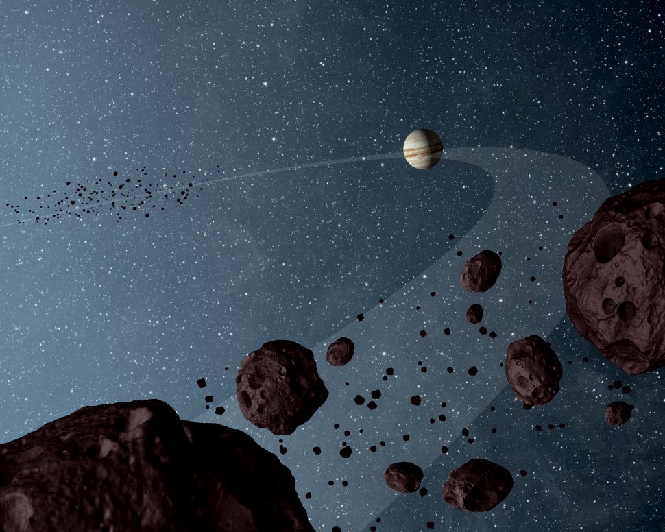 طرحی گرافیکی از سیارک‌های تروجان
