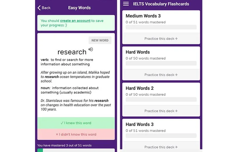 اپلیکیشن Vocabulary Flashcards IELTS