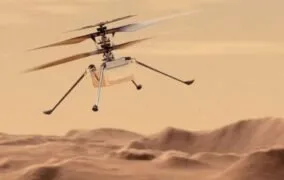 طرحی گرافیکی از پرواز بالگرد نبوغ در مریخ