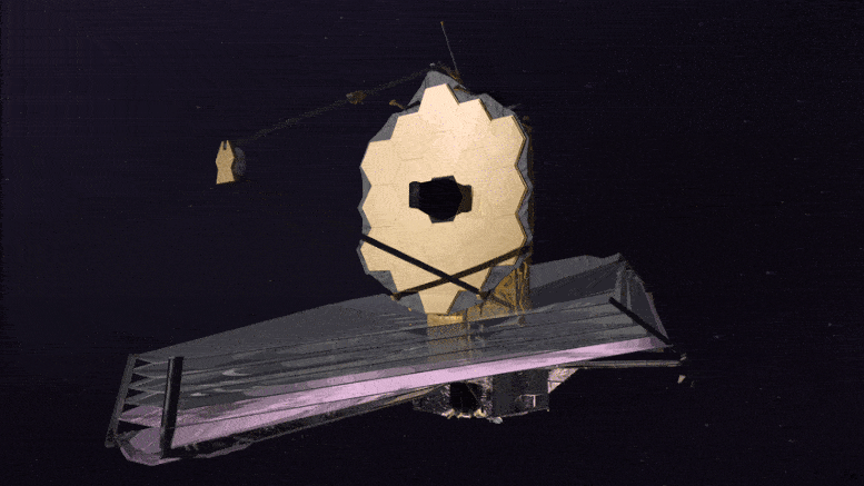 طرحی گرافیکی از حرکت تلسکوپ وب در فضا