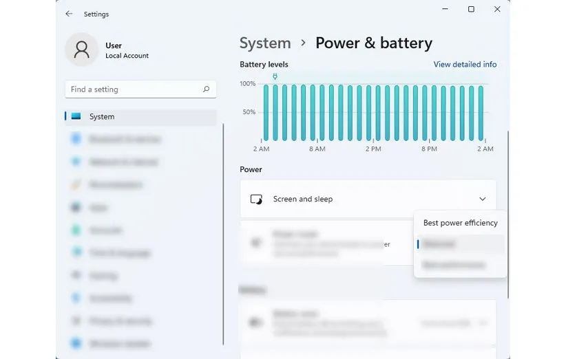 باتری لپتاپ ویندوز 11