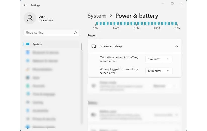 باتری لپتاپ ویندوز 11