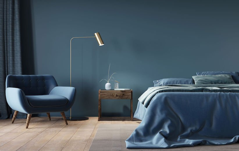 اتاق خواب با ترکیب رنگ آبی