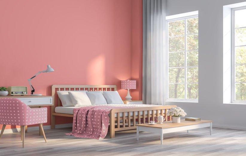 اتاق خواب با ترکیب رنگ صورتی