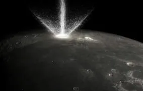 طرح گرافیکی از برخورد سیارک به ماه