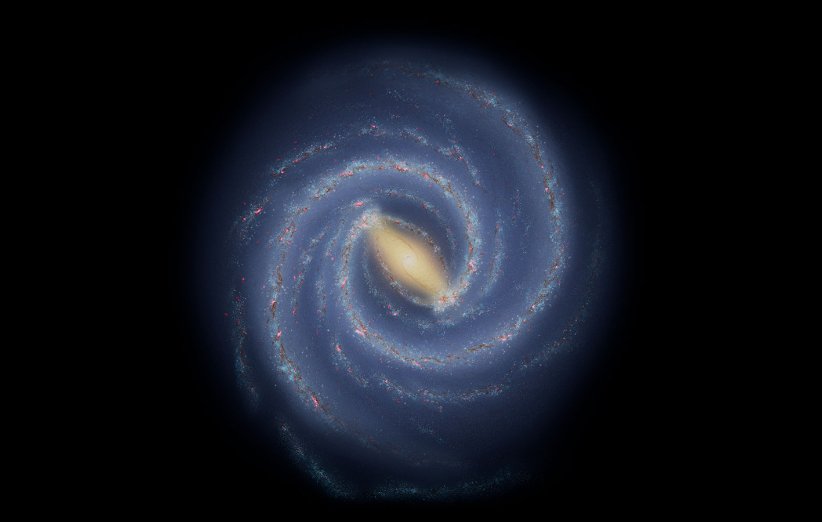 طرحی گرافیکی از تصور همیشگی درباره‌ی شکل کهکشان راه شیری
