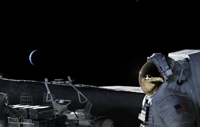 طرحی گرافیکی از فضانوردان مأموریت آرتمیس روی ماه
