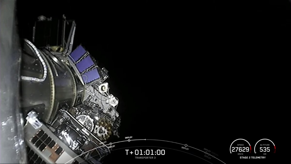 جدایش ماهواره‌های مأموریت ترنسپورتر 1 اسپیس‌ایکس حدود یک ساعت پس از پرتاب
