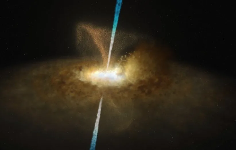 طرحی گرافیکی از هسته‌ی فعال کهکشانی مسیه 77