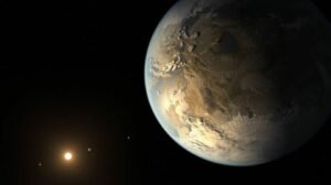 طرحی گرافیکی از کپلر-186f یک سیاره‌ی فراخورشیدی با ابعاد زمین