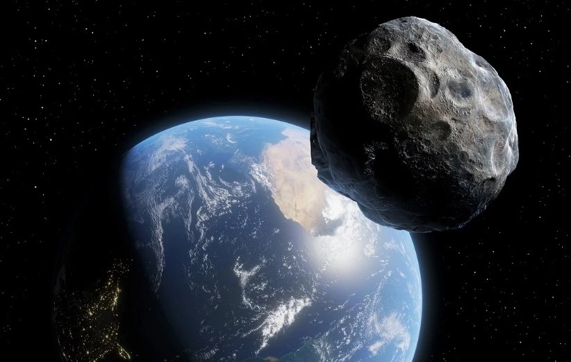 طرحی گرافیکی از یک سیارک در نزدیکی زمین