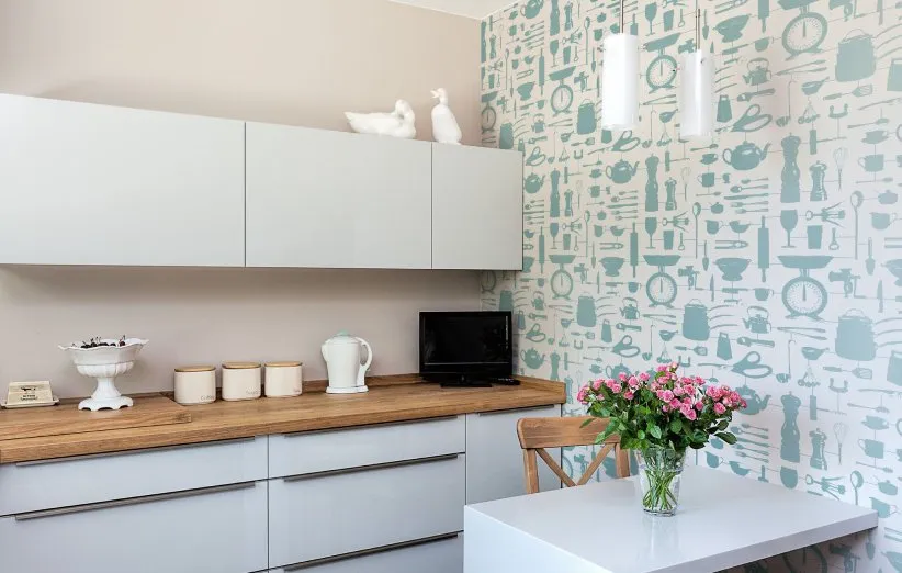کاغذ دیواری با عناصر آشپزخانه