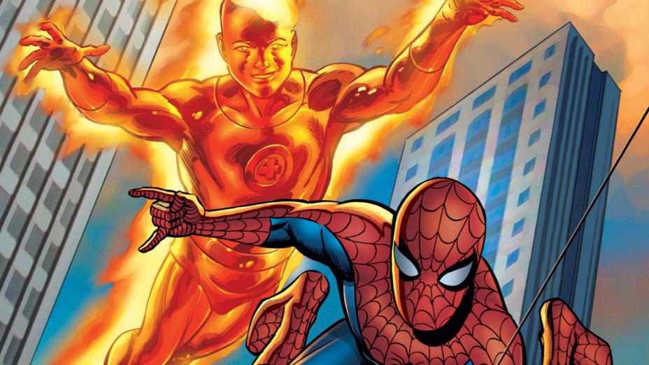 19 Spider Man Human Torch - ۲۵ کمیک برتر مرد عنکبوتی (اسپایدرمن)؛ داستان‌هایی که این شخصیت را شکل دادند