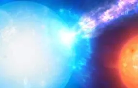 شبیه‌سازی یک سیستم ستاره‌ای دوتایی با انفجارهای ریزنواختری