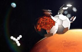 طرحی گرافیکی از آینده‌ی ربات‌های خود مونتاژ شونده در مدار مریخ