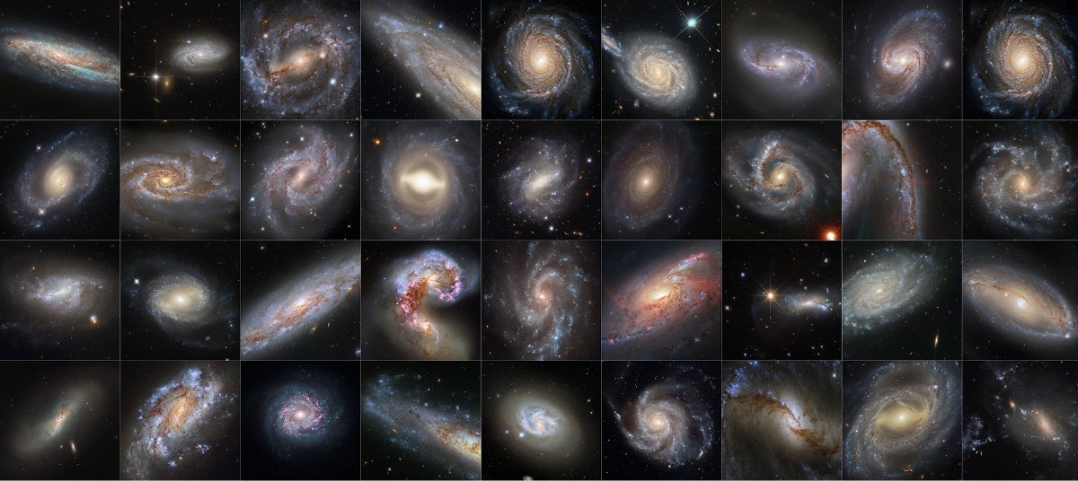 36 کهکشان که هابل از اجرام آن‌ها برای اندازه‌گیری سرعت انبساط کیهان استفاده کرده است.