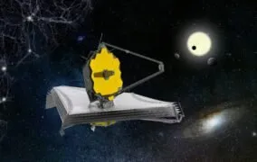 طرحی گرافیکی از تلسکوپ فضایی جیمز وب