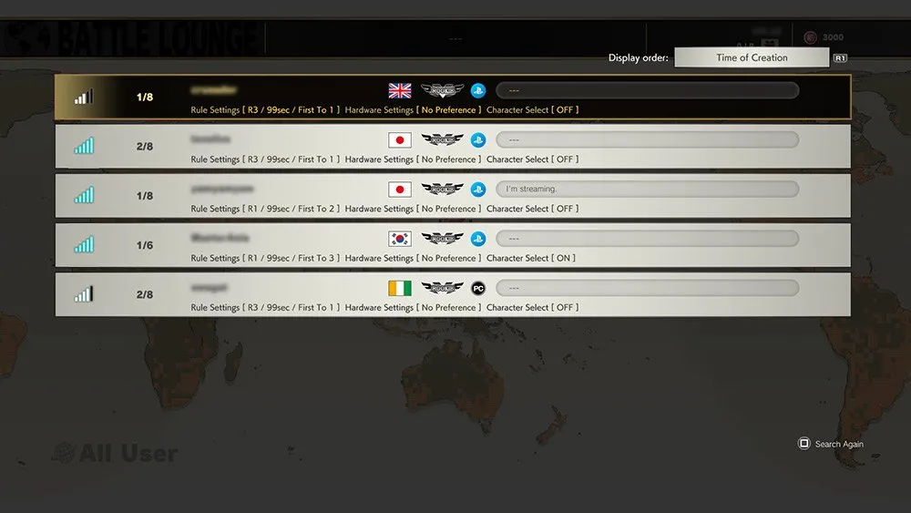 street fighter v online lobby