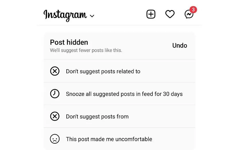 پست‌های پیشنهادی فید اینستاگرام