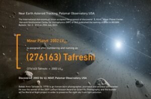 پوستر اعلام نامگذاری سیارک تفرشی