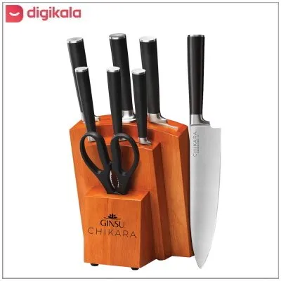 سرویس چاقو آشپزخانه 8 پارچه گینسو مدل Gourmet Chikara