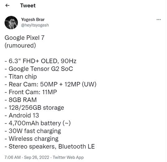 گوگل پیکسل 7