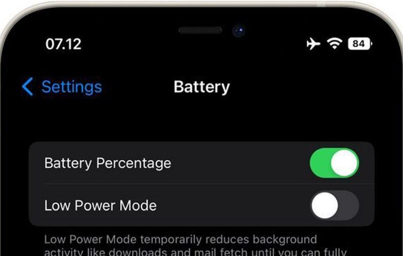 درصد شارژ باتری iOS 16