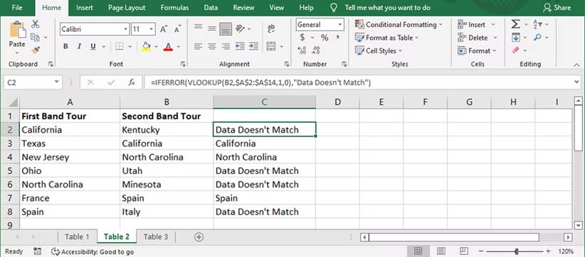 Compare Two Columns in Excel 11