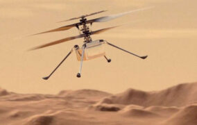 طرحی گرافیکی از پرواز بالگرد نبوغ در مریخ