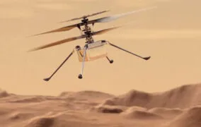 طرحی گرافیکی از پرواز بالگرد نبوغ در مریخ