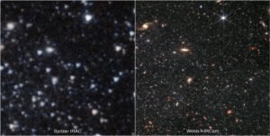 مقایسه تصویر جیمز وب و اسپیتزر از کهکشان همسایه WLM