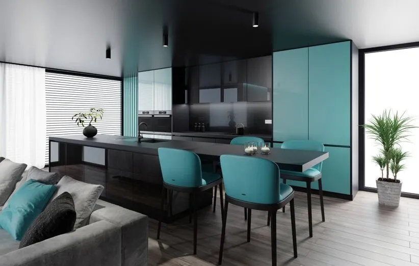 آشپزخانه‌های آبی و سبز