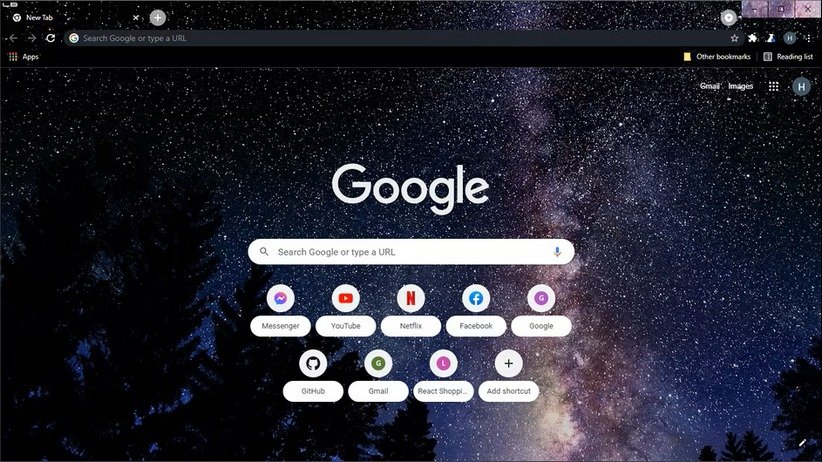 Galaxy View Chrome Theme Screenshot