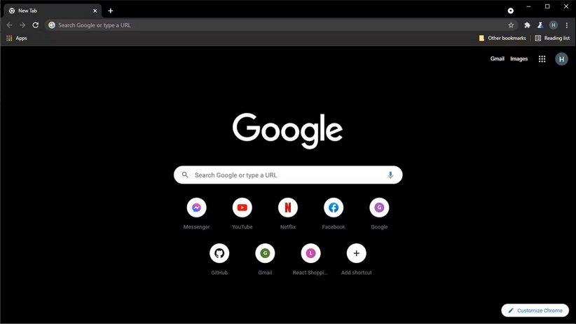 Just Black Chrome Theme Screenshot