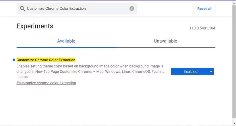 customize chrome color extraction option