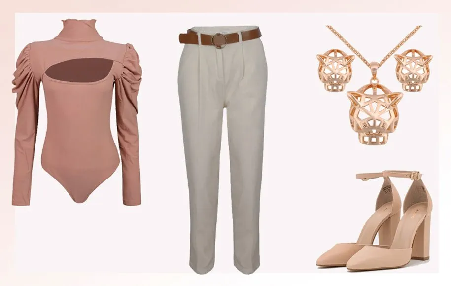 بادی آستین بلند زنانه و شلوار پارچهای