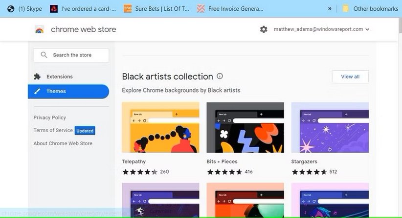 themes in chrome web store