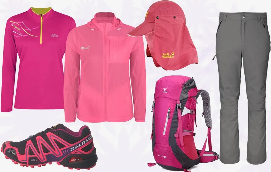 ست طبیعت گردی زنانه با رنگ صورتی بولد