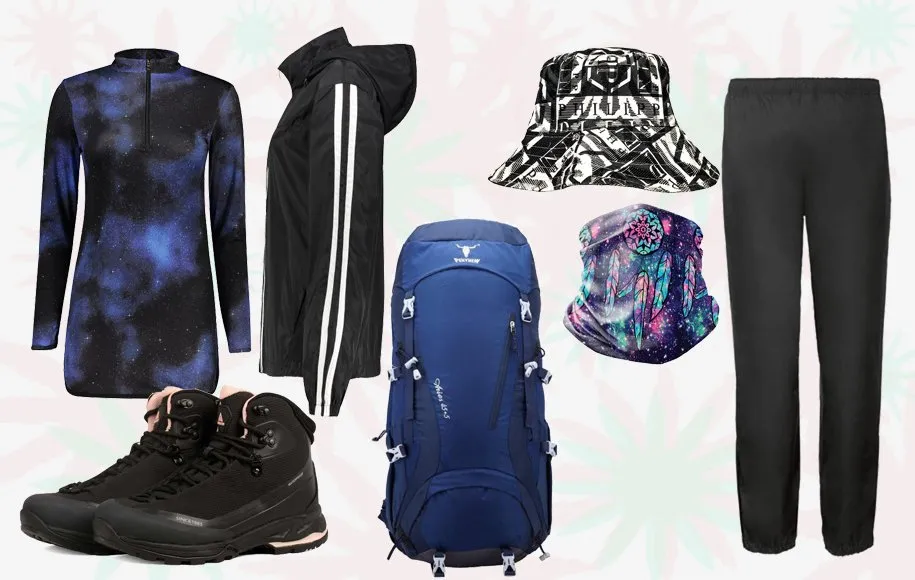 ست طبیعت گردی زنانه با تی‌شرت فلامنت ورزشی و رنگ‌های تیره