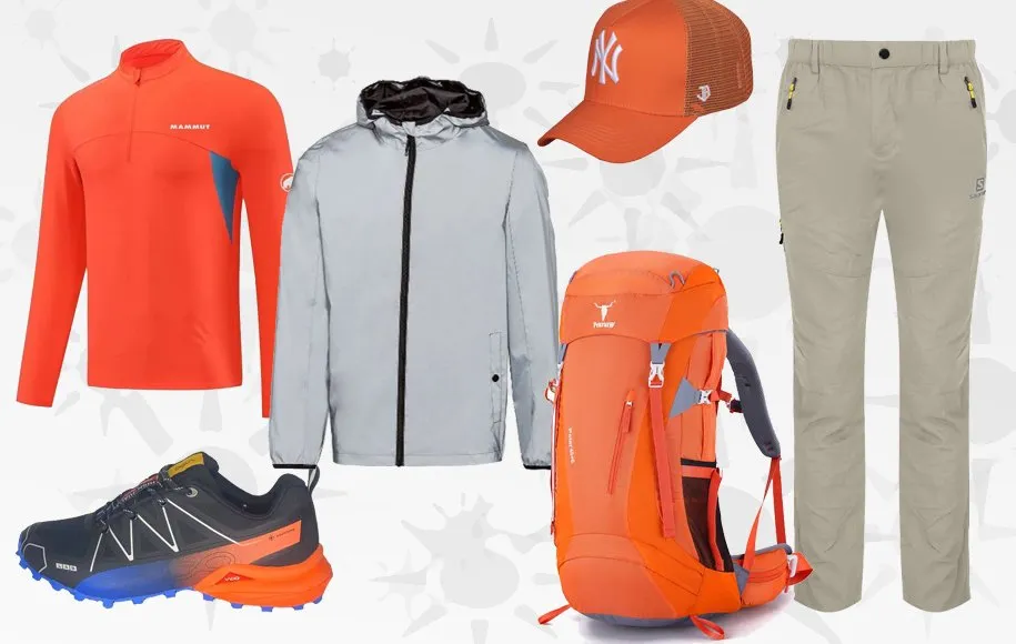 ست طبیعت گردی جذاب با پالت رنگی نارنجی و طوسی